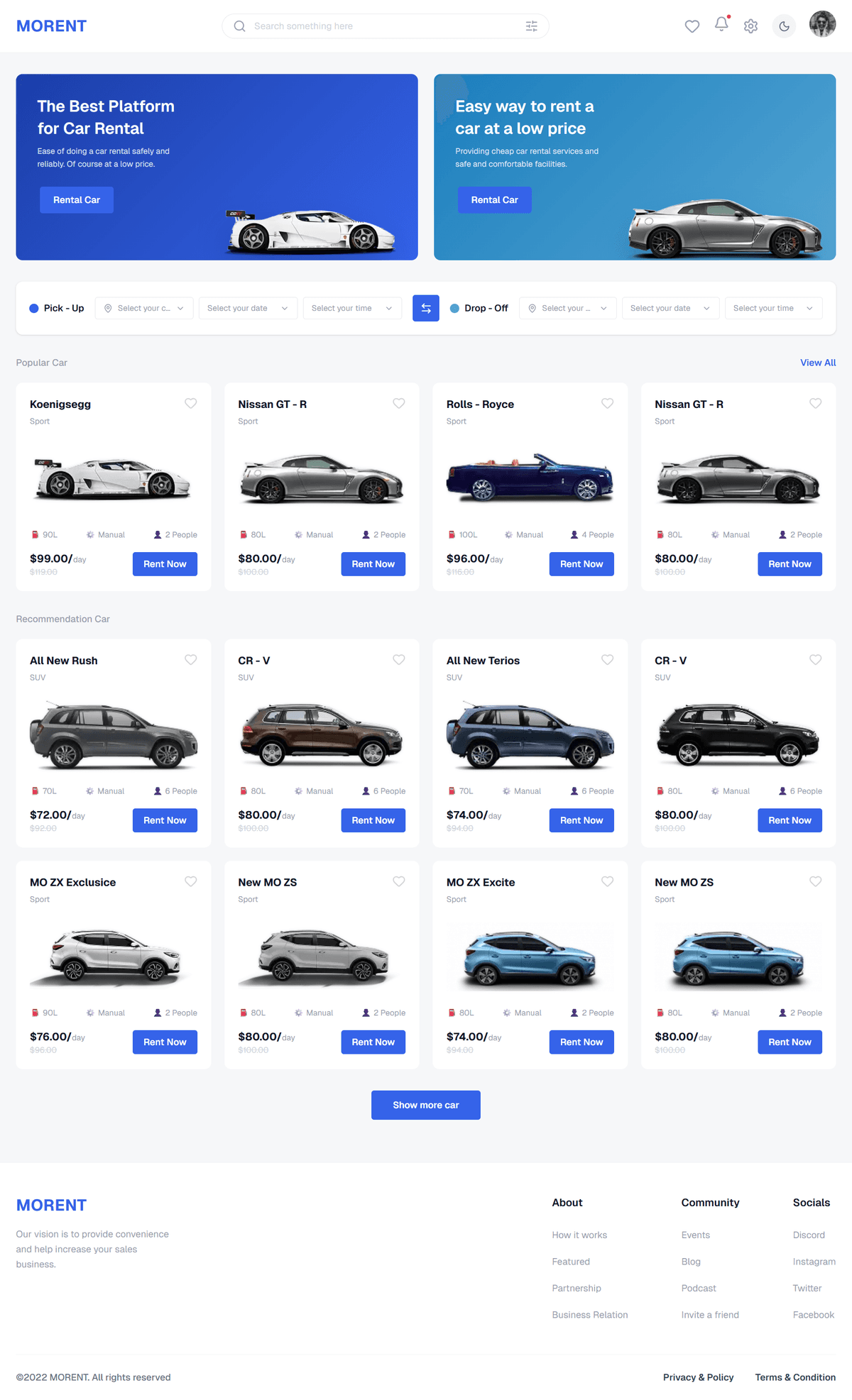 Morent — Production-Ready Car Rental Platform