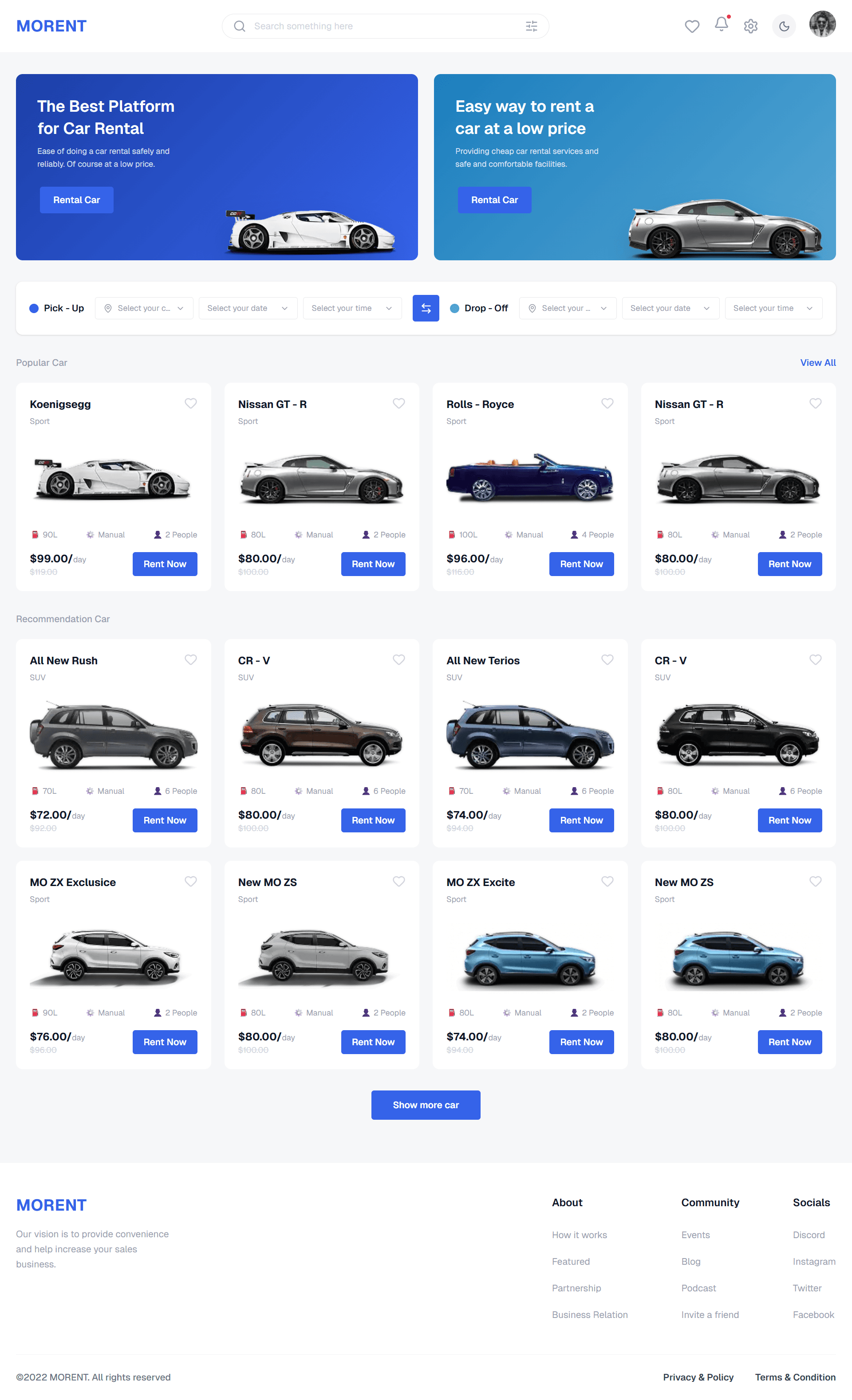 Morent — Production-Ready Car Rental Platform